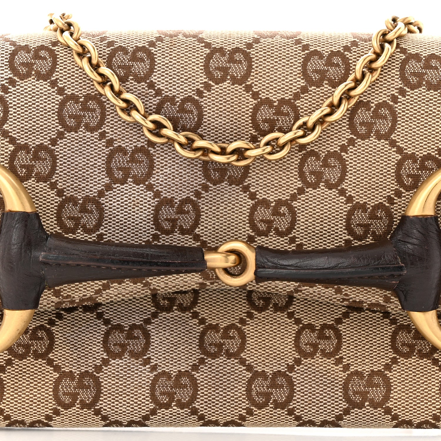 Gucci Monogram Horsebit Clutch Dark Brown 8 of 11