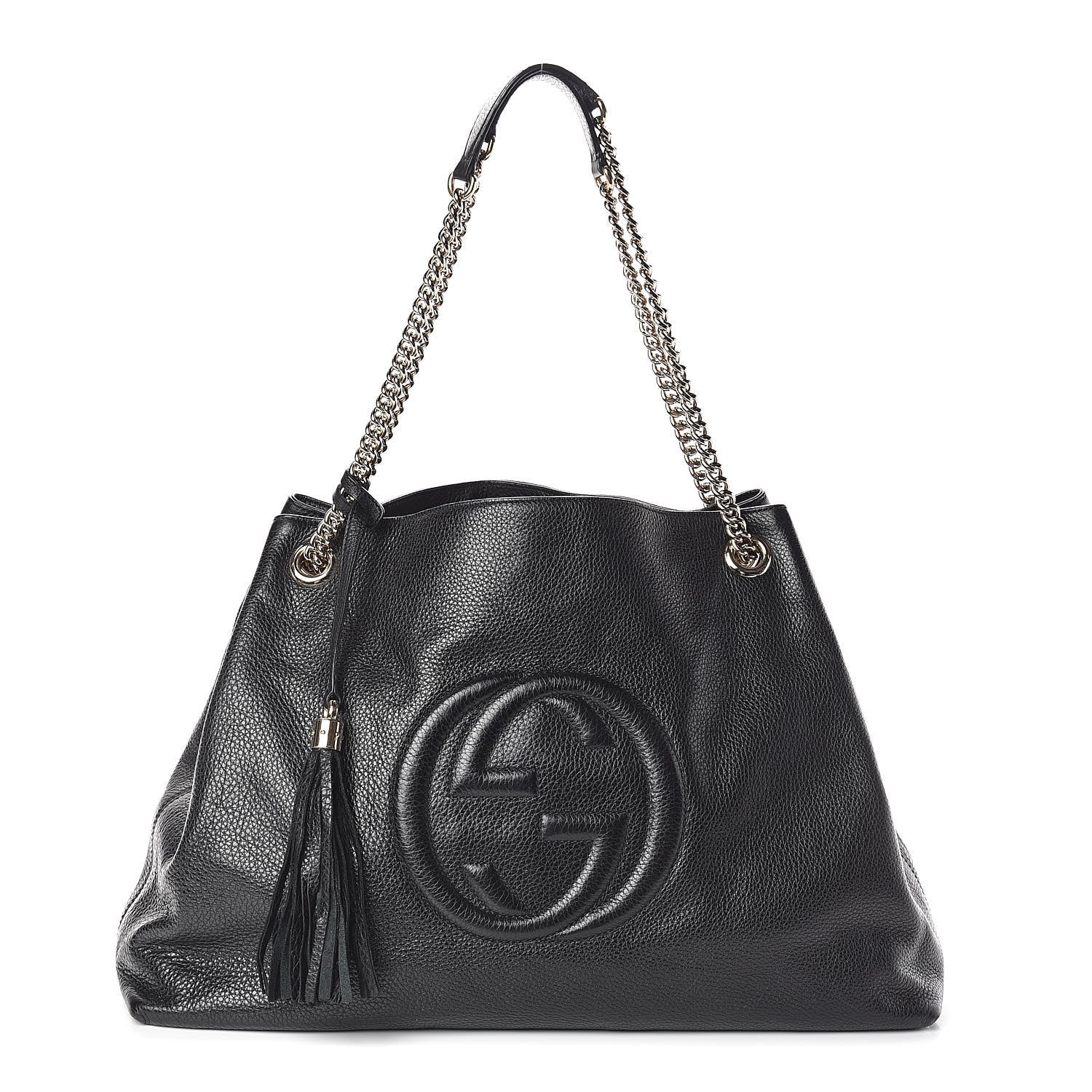 Gucci Pebbled Calfskin Large Soho Chain Shoulder Bag Black 1 of 9