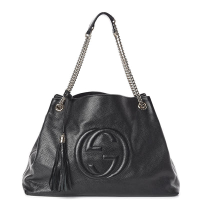 Gucci Pebbled Calfskin Large Soho Chain Shoulder Bag Black 1 of 9