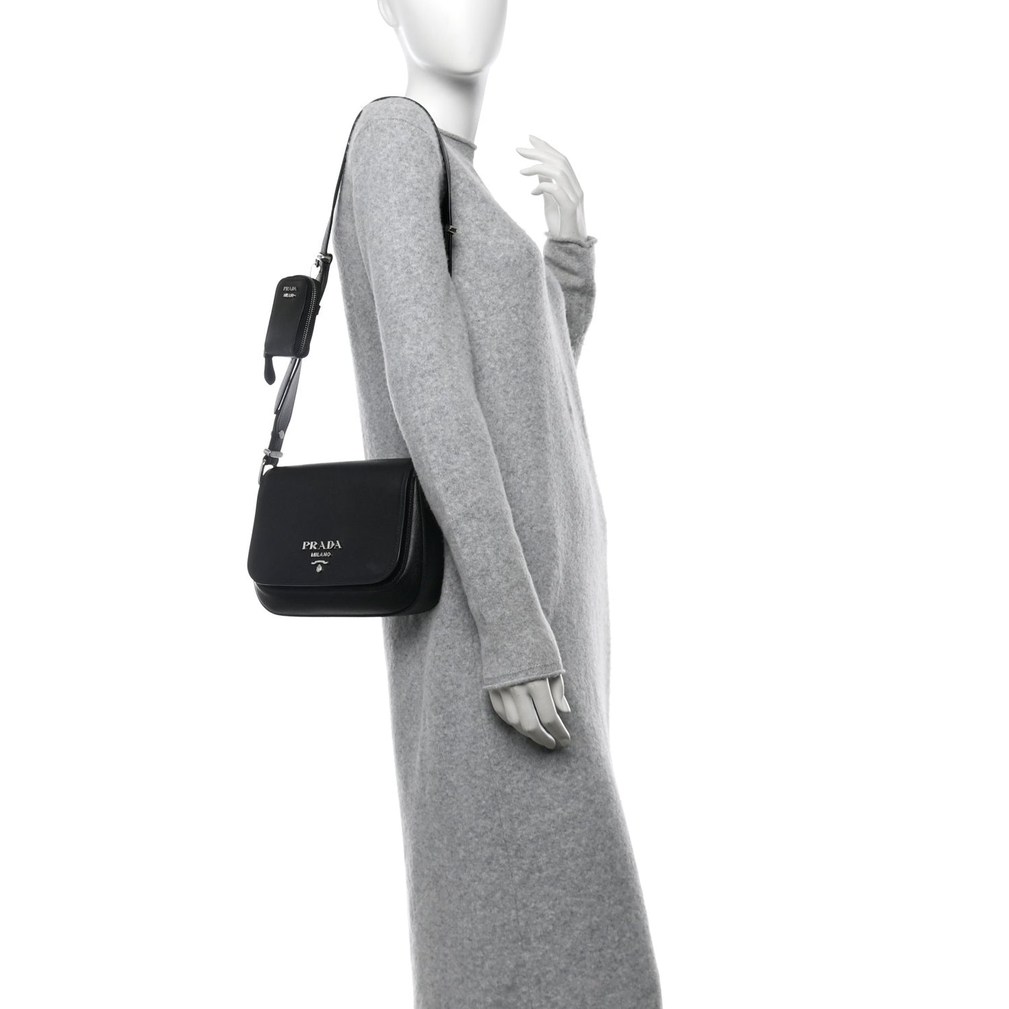 Saffiano Flap Shoulder Bag Black