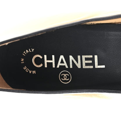 Chanel Lambskin Cap Toe Pumps 39 Beige Black 7 of 9