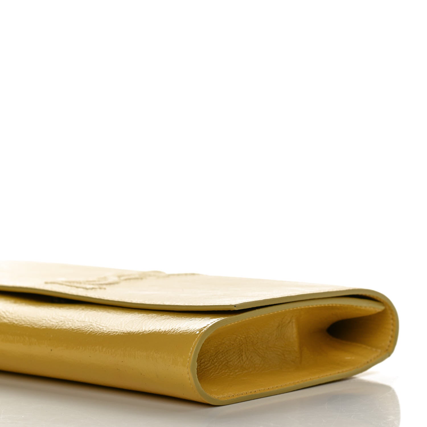 Saint Laurent Textured Patent Calfskin Monogram Large Belle De Jour Clutch Lemon 10 of 11