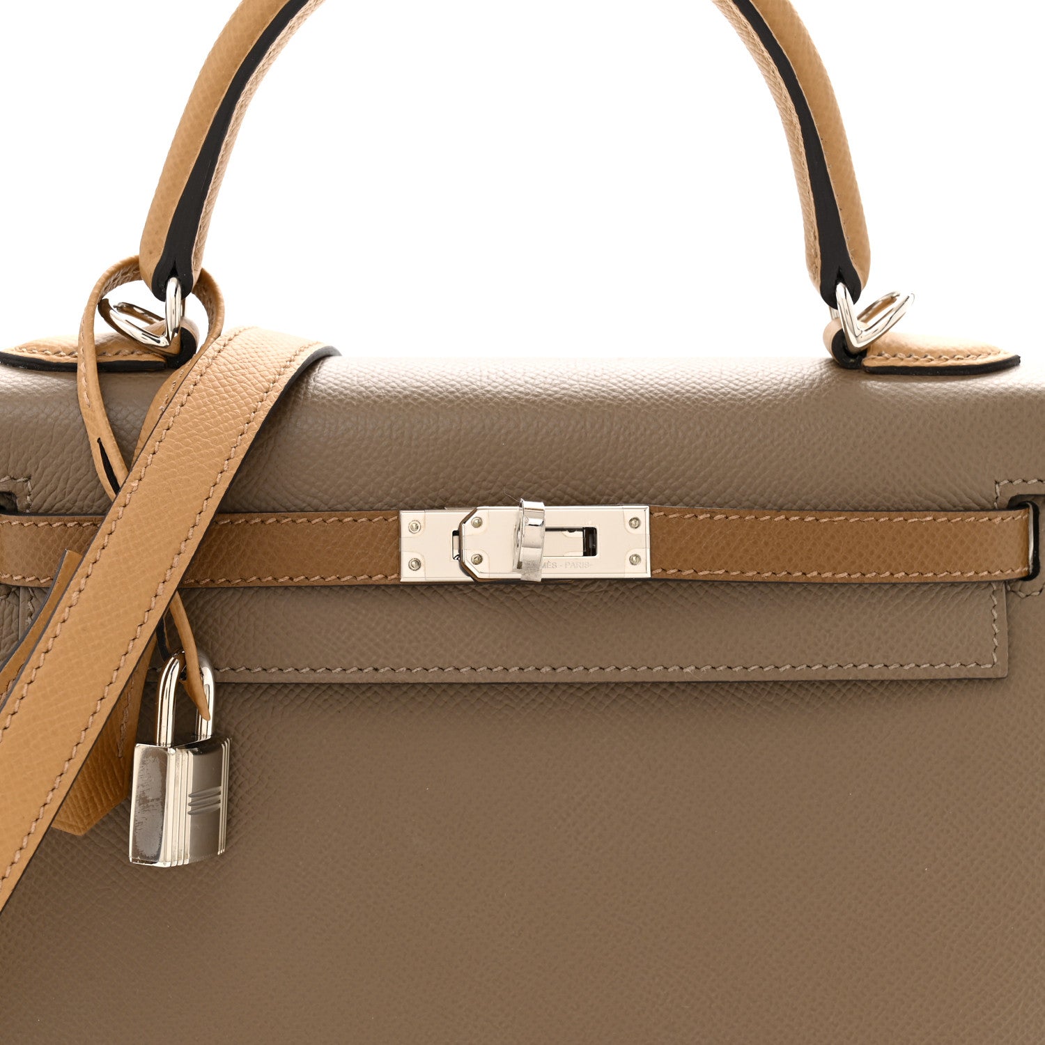 Hermes Epsom Tri-Color Kelly Sellier 25 Etoupe Alezan Biscuit
