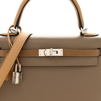 Hermes Epsom Tri-Color Kelly Sellier 25 Etoupe Alezan Biscuit 7 of 10