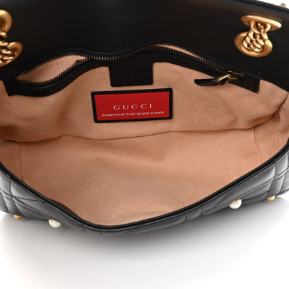 Gucci Calfskin Matelasse Studded Small Pearly GG Marmont Shoulder Bag Black 5 of 13