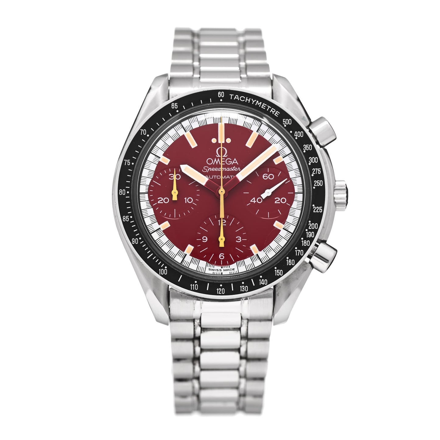 Stainless Steel 39mm Speedmaster Chronograph Automatic Watch Red 3510.61.00