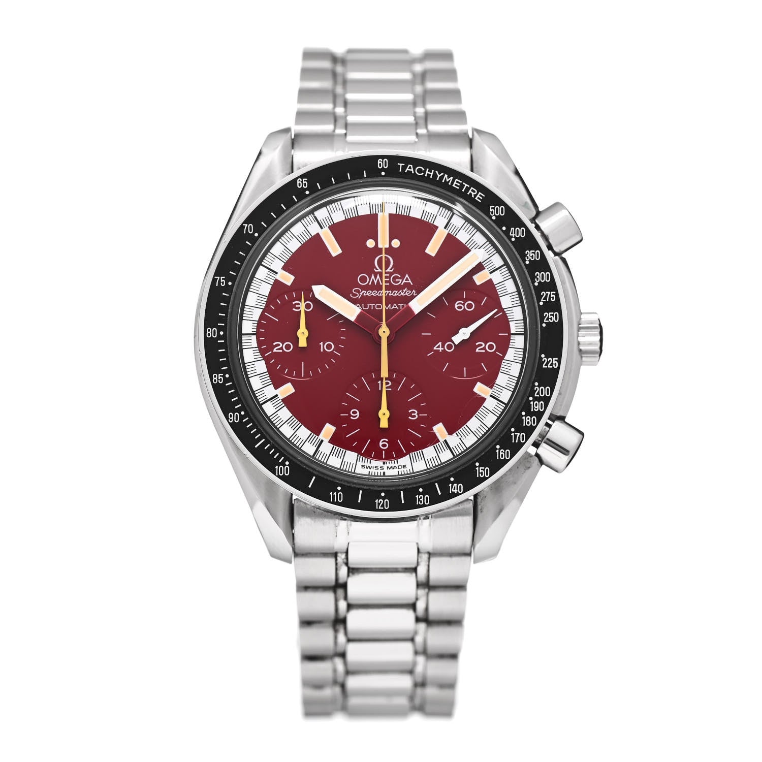Omega Stainless Steel 39mm Speedmaster Chronograph Automatic Watch Red 3510.61.00 1 of 4