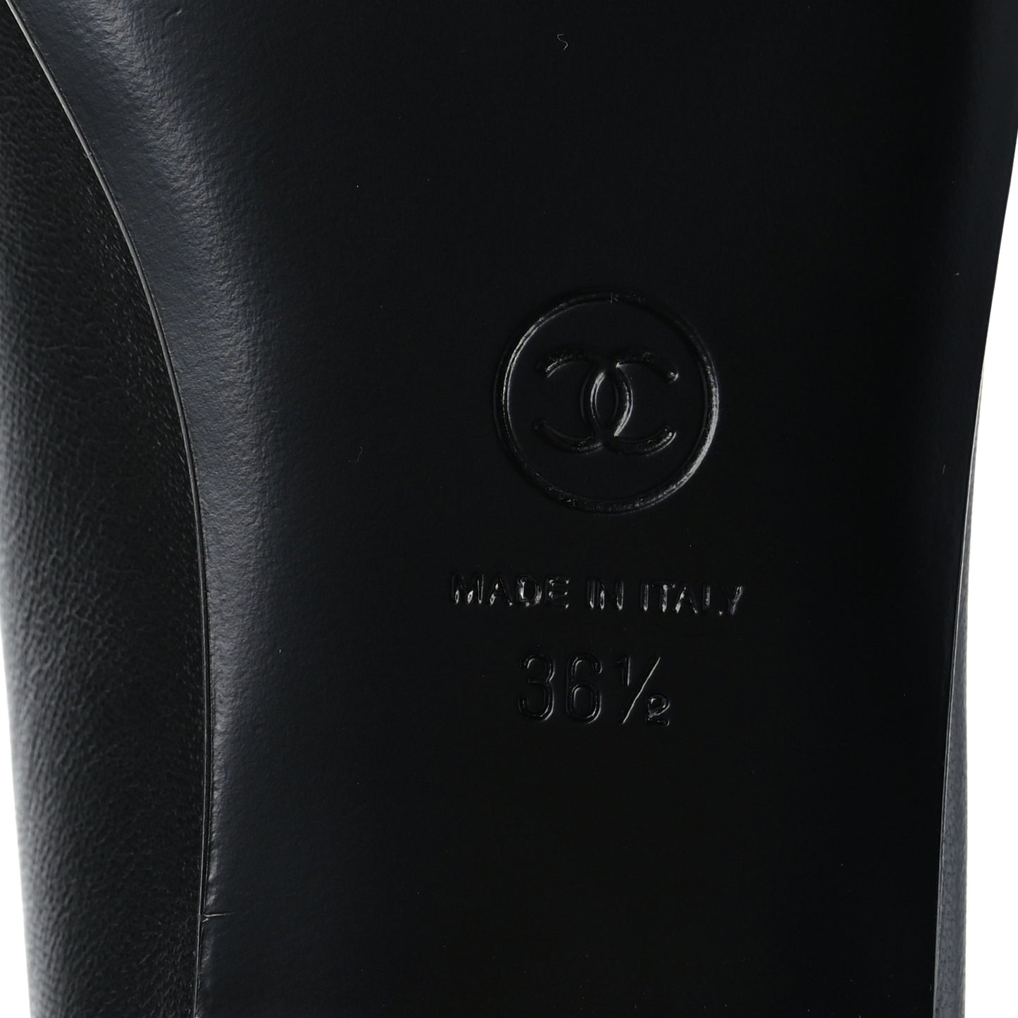 Lambskin Patent CC Cap Toe Ballerina Flats 36.5 Black