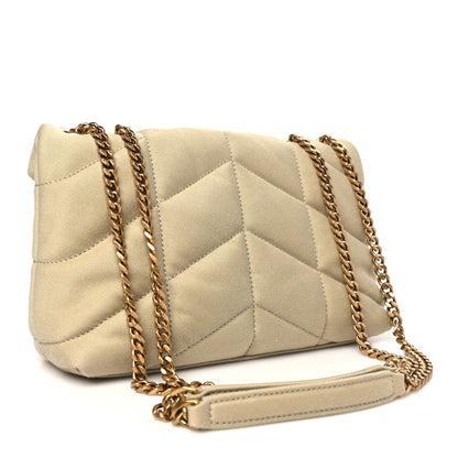 Saint Laurent Canvas Quilted Toy Loulou Puffer Monogram Chain Satchel Cool Beige 3 of 10