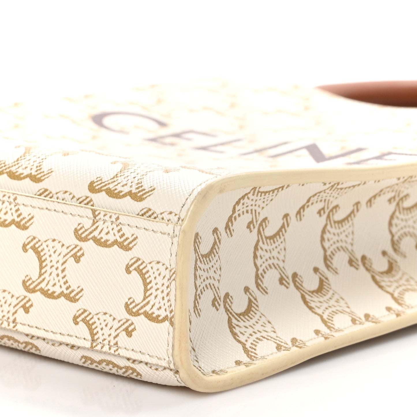 Triomphe Canvas Calfskin Mini Vertical Cabas White
