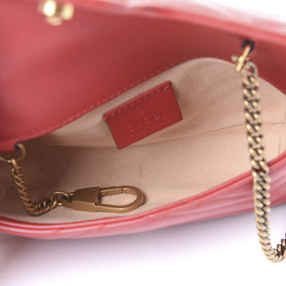 Gucci Calfskin Matelasse Super Mini GG Marmont Shoulder Bag Hibiscus Red 4 of 10