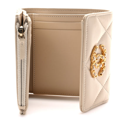 Chanel Goatskin Quilted Chanel 19 Small Flap Wallet Beige 5 of 7