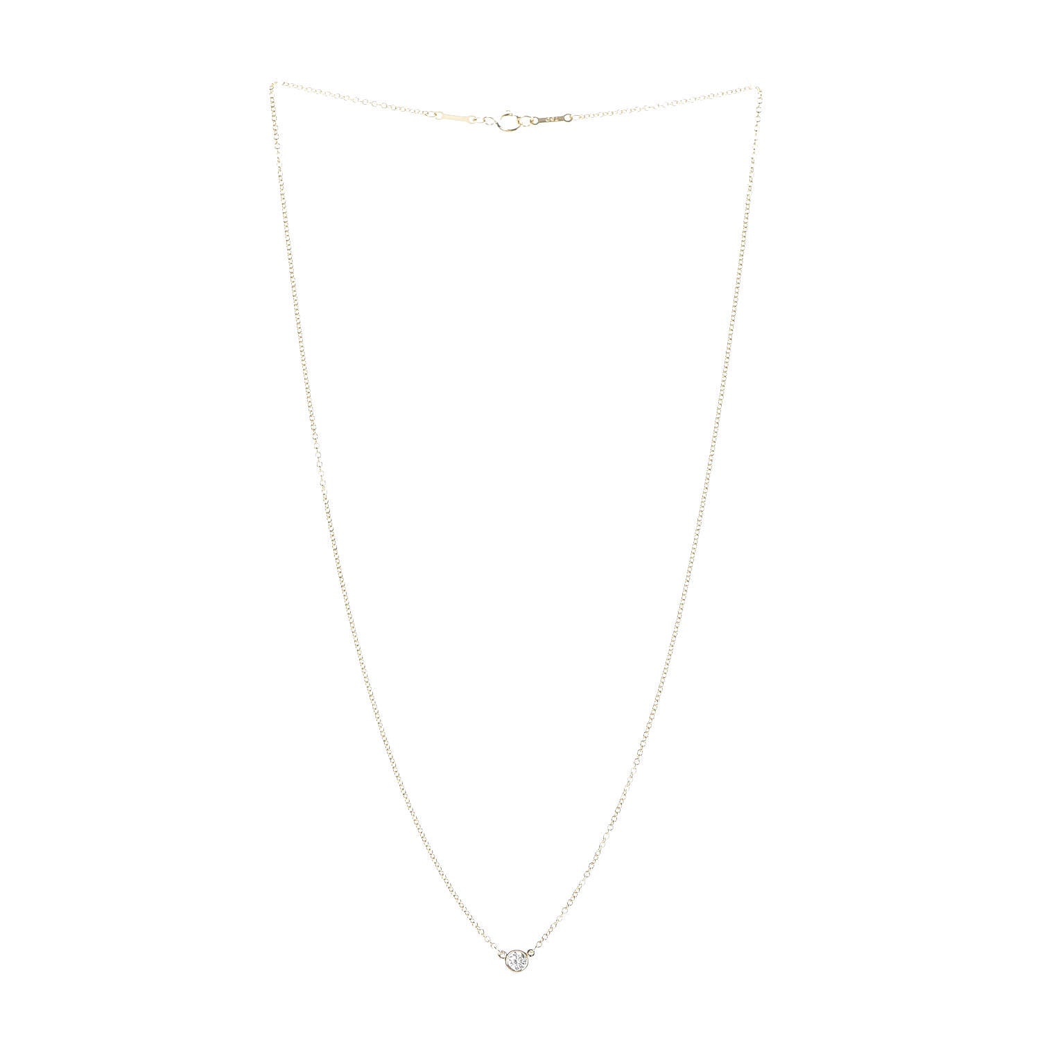 Tiffany 18K Yellow Gold Diamond .12ct Elsa Peretti Diamonds by the Yard Pendant Necklace 3 of 5