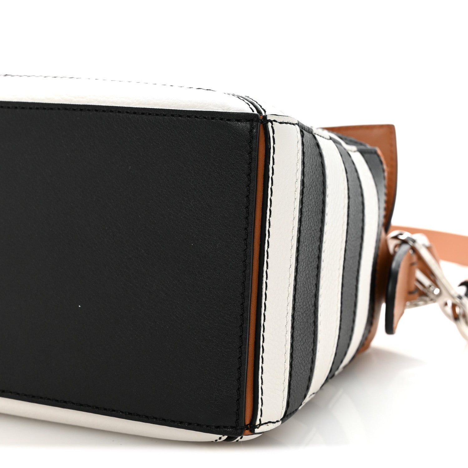 Loewe Calfskin Marine Stripe Small Puzzle Bag Tan Black White 9 of 9