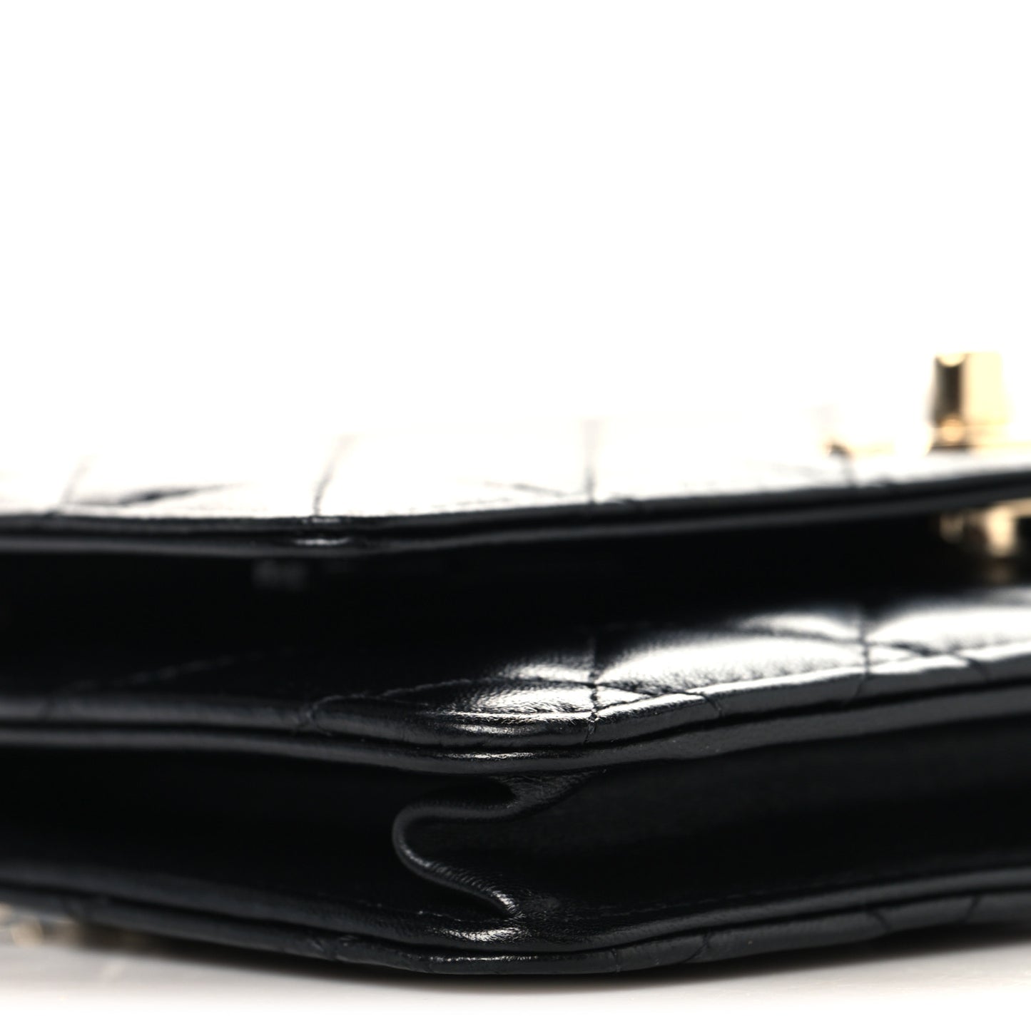 Lambskin Quilted Trendy CC Wallet On Chain WOC Black