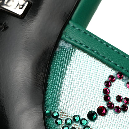 Gucci Tela Retino Nappa Crystal GG Monogram Square G 95mm Slide Sandals 39 Turquoise 8 of 11