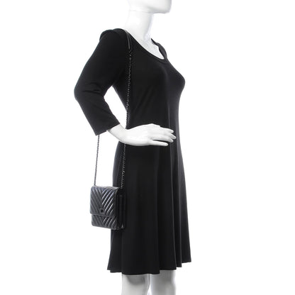 Chanel Aged Calfskin Chevron Quilted Reissue 2.55 Square Wallet On Chain WOC So Black 2 of 9