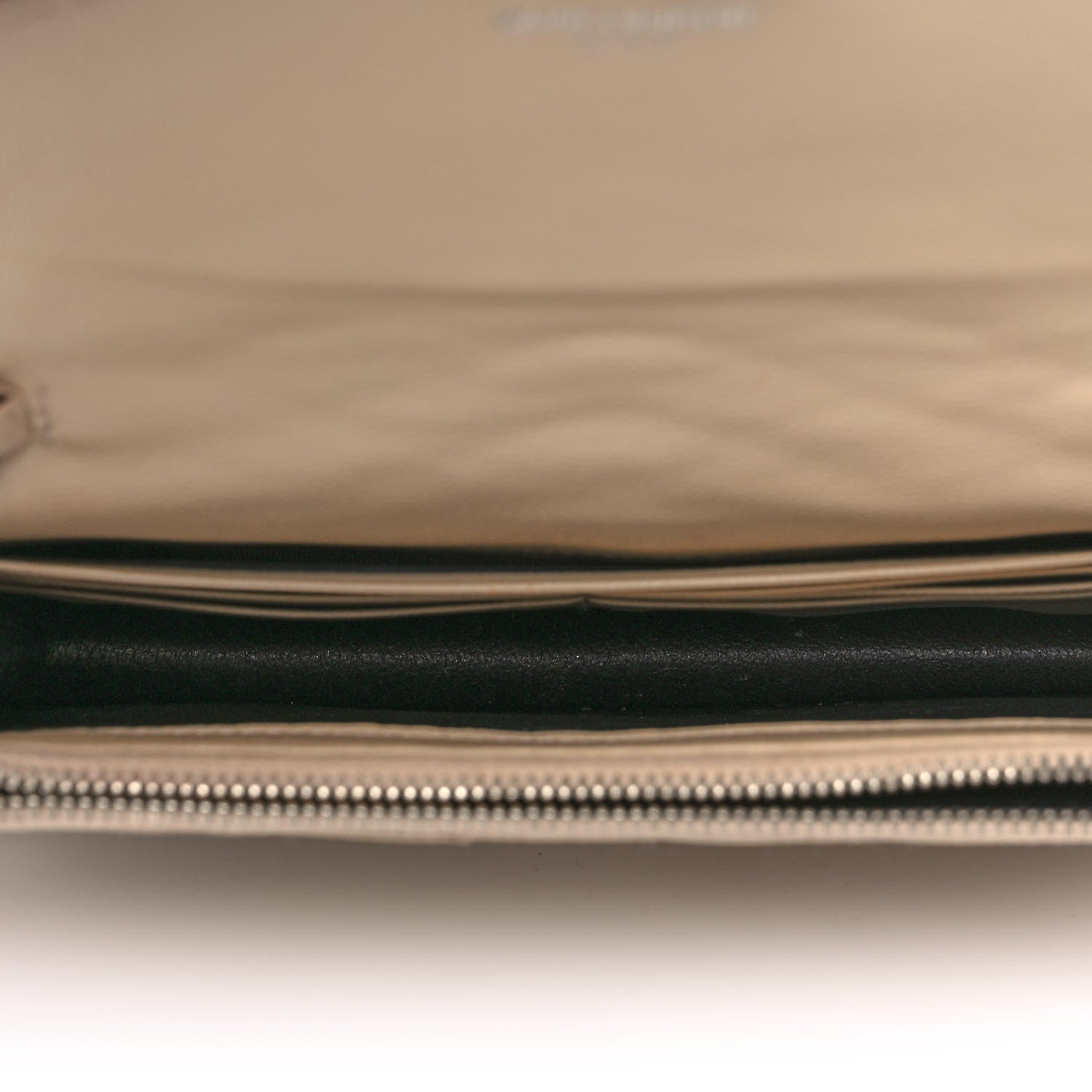 Saint Laurent Grain De Poudre Matelasse Chevron Monogram Envelope Chain Wallet Dark Beige 7 of 10