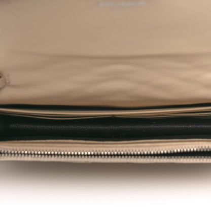 Saint Laurent Grain De Poudre Matelasse Chevron Monogram Envelope Chain Wallet Dark Beige 7 of 10