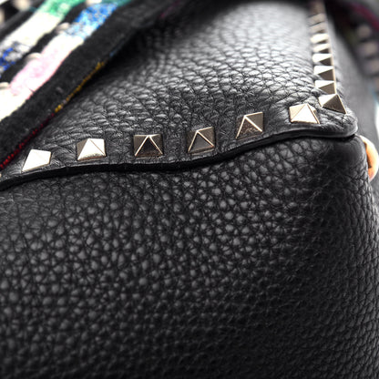 Valentino Garavani Grained Calfskin Embroidered Small Rockstud Rolling Tote Black 11 of 11