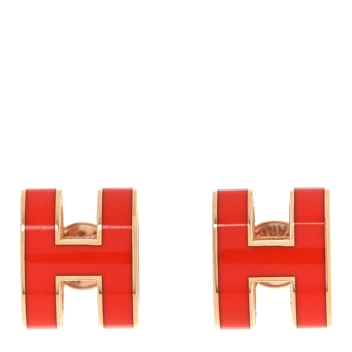Rose Gold Lacquered Pop H Earrings Rouge Corail