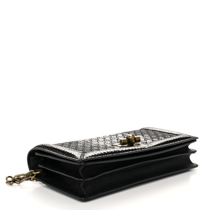 Bottega Veneta Metallic Wool Woven Patent Ayers Olimpia Knot Silver Black 4 of 10