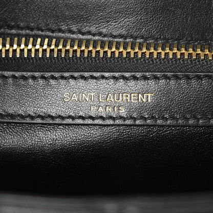 Saint Laurent Calfskin Suede Matelasse Chevron Monogram Medium College Bag Marine 6 of 8