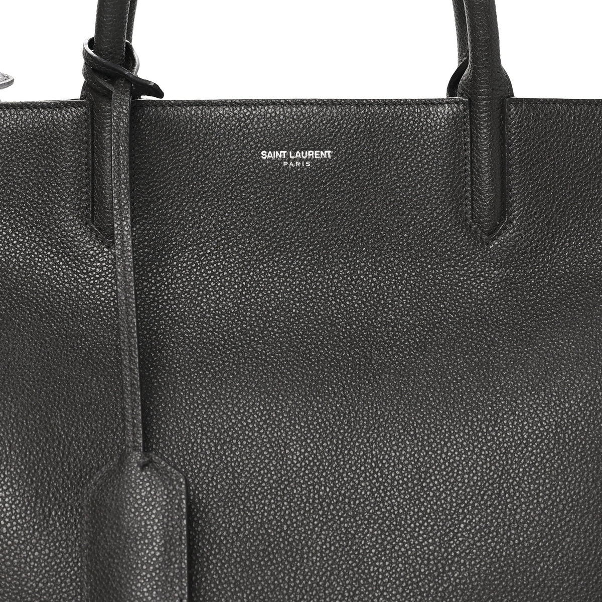 Saint Laurent Grained Calfskin Medium Cabas Rive Gauche Coal 7 of 11