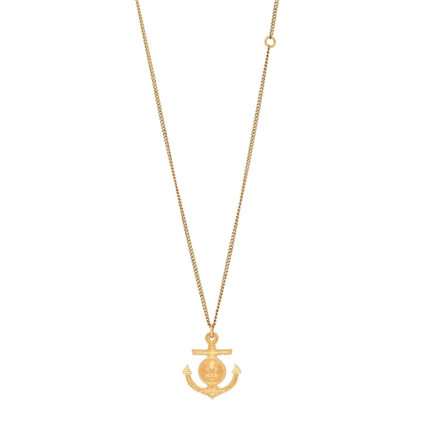 Anchor CC Pendant Necklace Gold