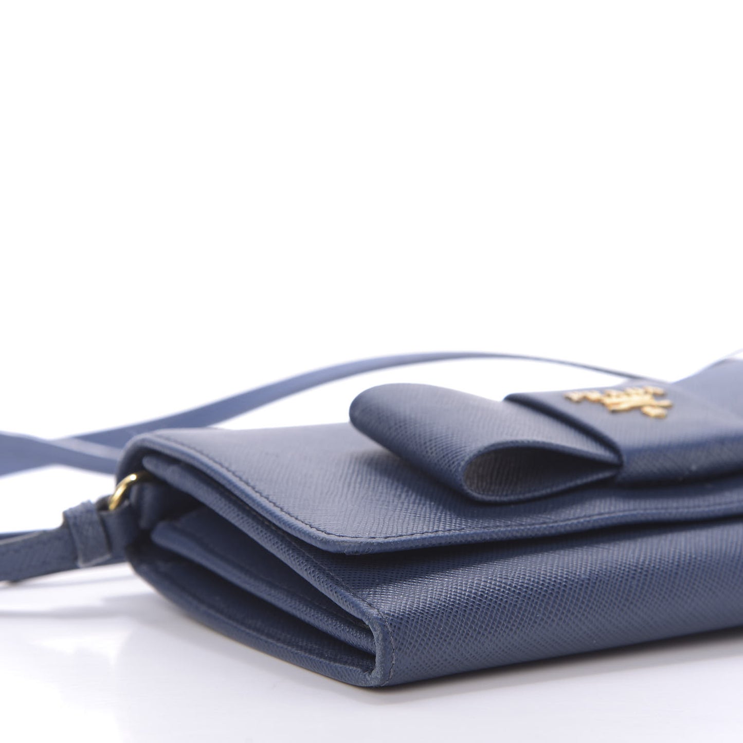 Saffiano Fiocco Bow Flap Wallet Bleuette