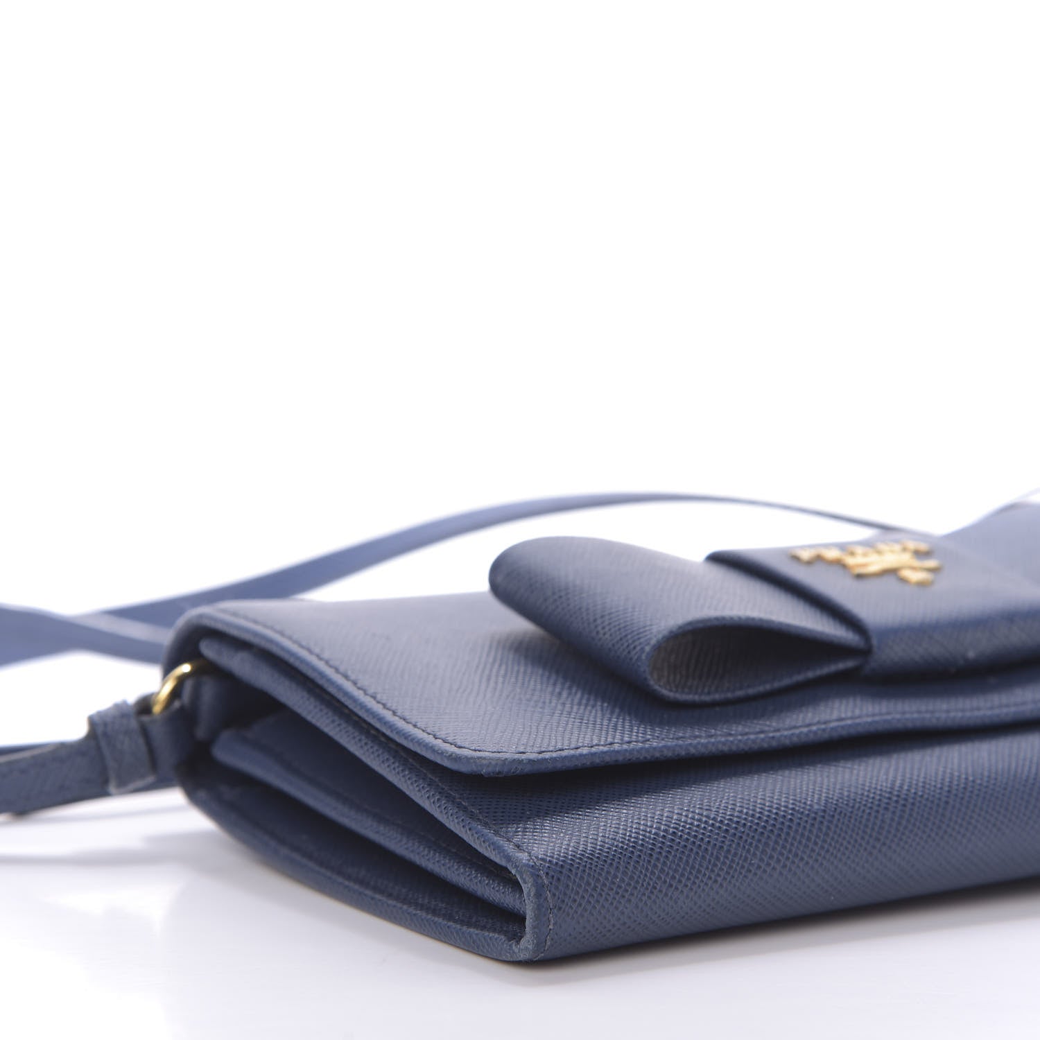 Prada Saffiano Fiocco Bow Flap Wallet Bleuette 6 of 9