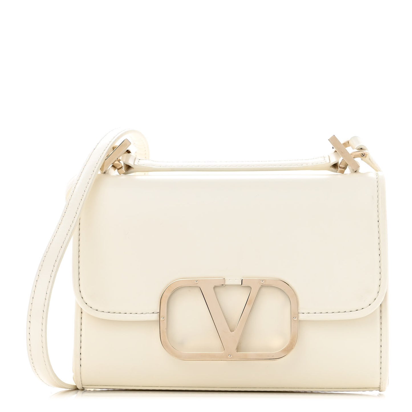 Smooth Calfskin Small VLogo Shoulder Bag White