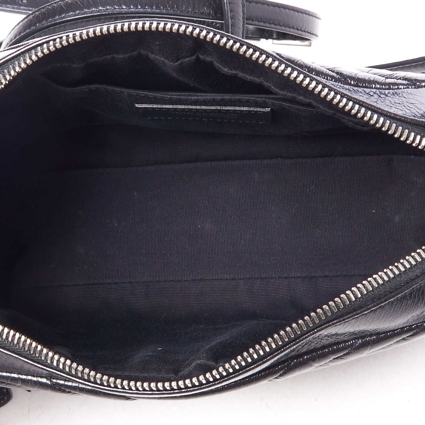 Saint Laurent Cracked Shiny Calfskin Matelasse Monogram Lou Camera Bag Black 7 of 8