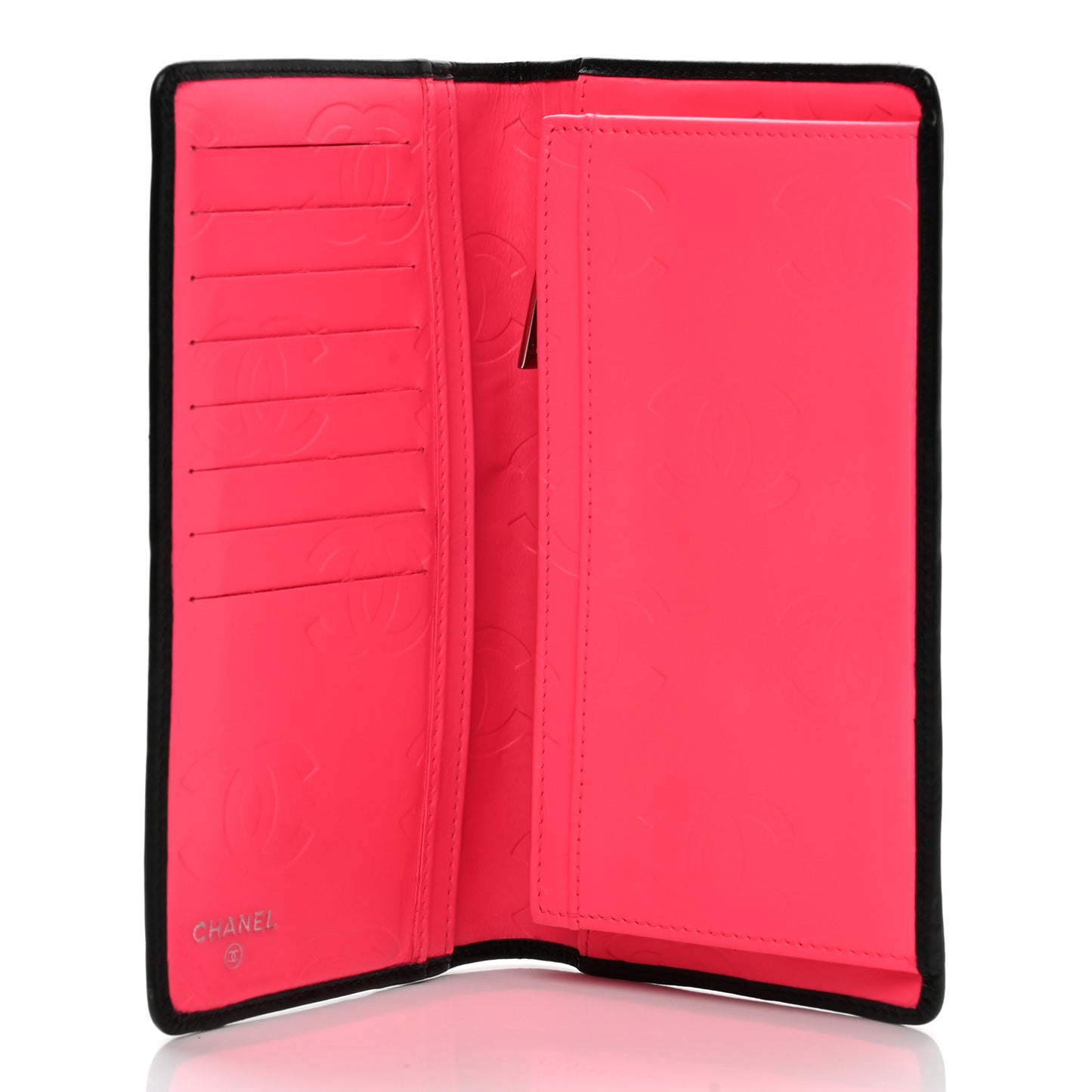 Calfskin Quilted Cambon Yen Wallet Black