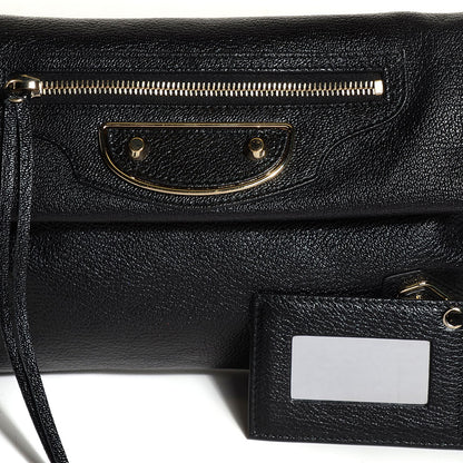 Balenciaga Chevre Gold Metallic Edge Hardware Envelope Clutch Black 10 of 10