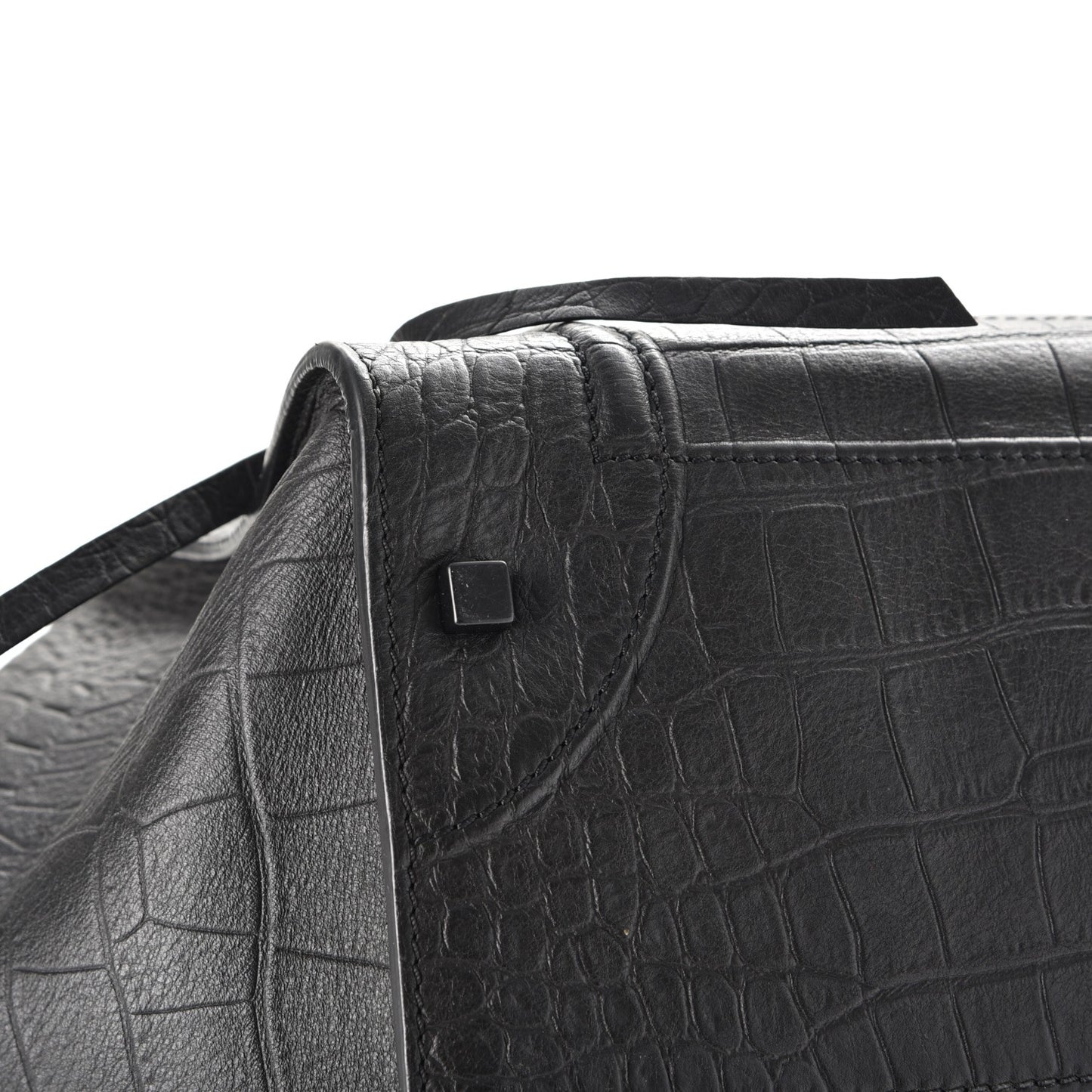 Crocodile Embossed Calfskin Large Phantom Luggage Black
