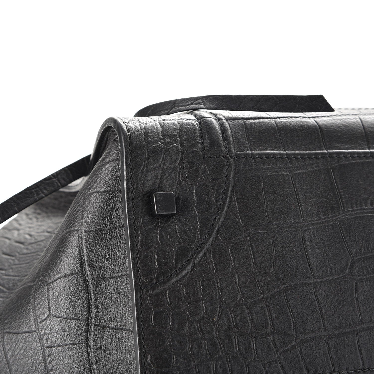 Celine Crocodile Embossed Calfskin Large Phantom Luggage Black 11 of 14