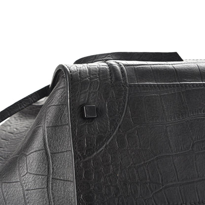 Celine Crocodile Embossed Calfskin Large Phantom Luggage Black 11 of 14