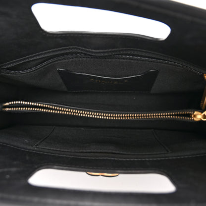 Chanel Aged Calfskin Quilted Small Graphic Catch Shopping Bag Black 5 of 10