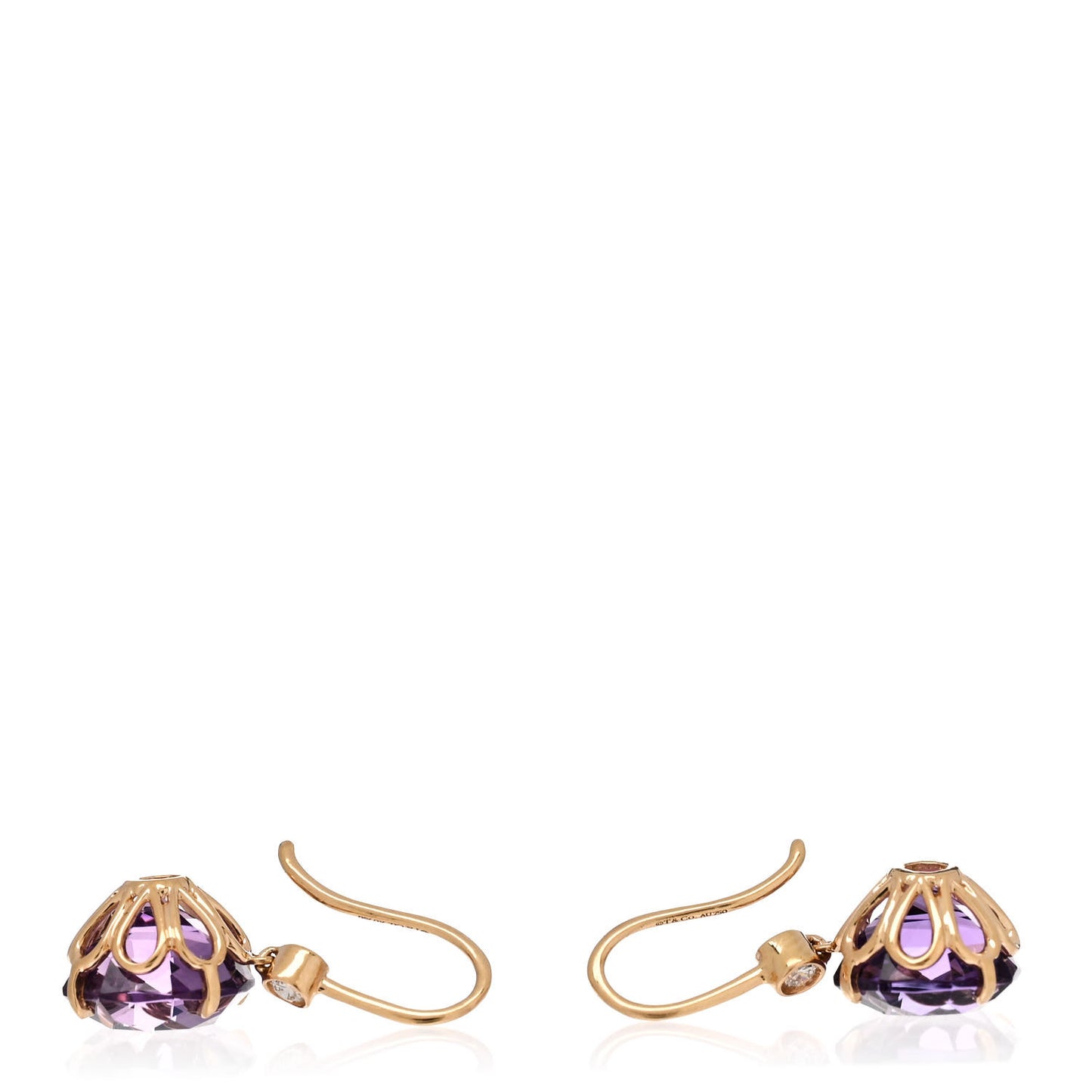 18K Rose Gold Diamond Amethyst Sparklers Drop Earrings