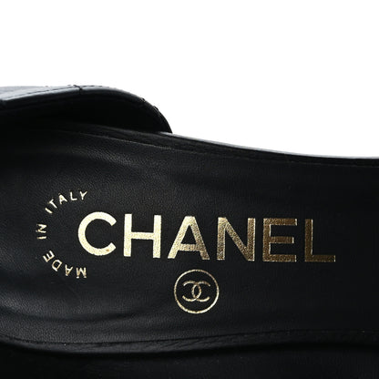 Chanel Calfskin Quilted Peep Toe Pumps 38 Black 7 of 8