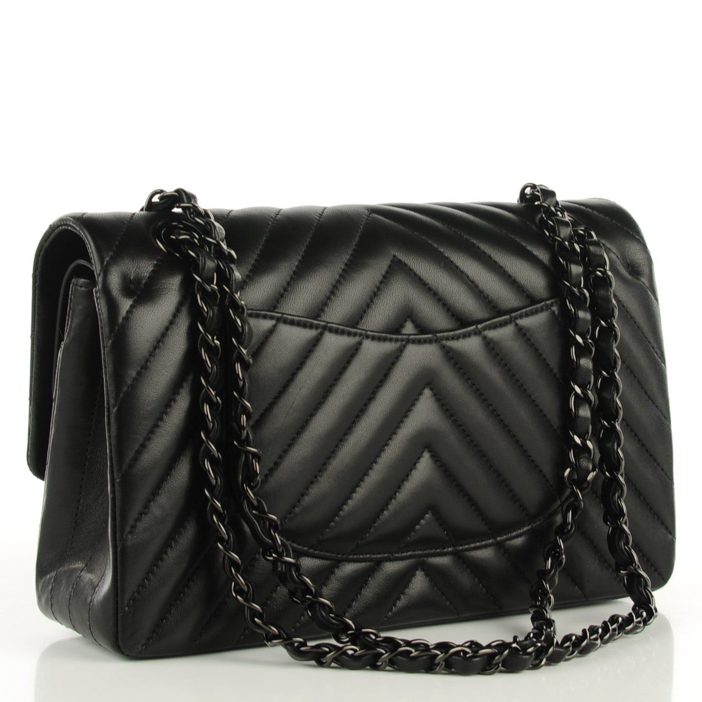Lambskin Chevron Medium Double Flap So Black
