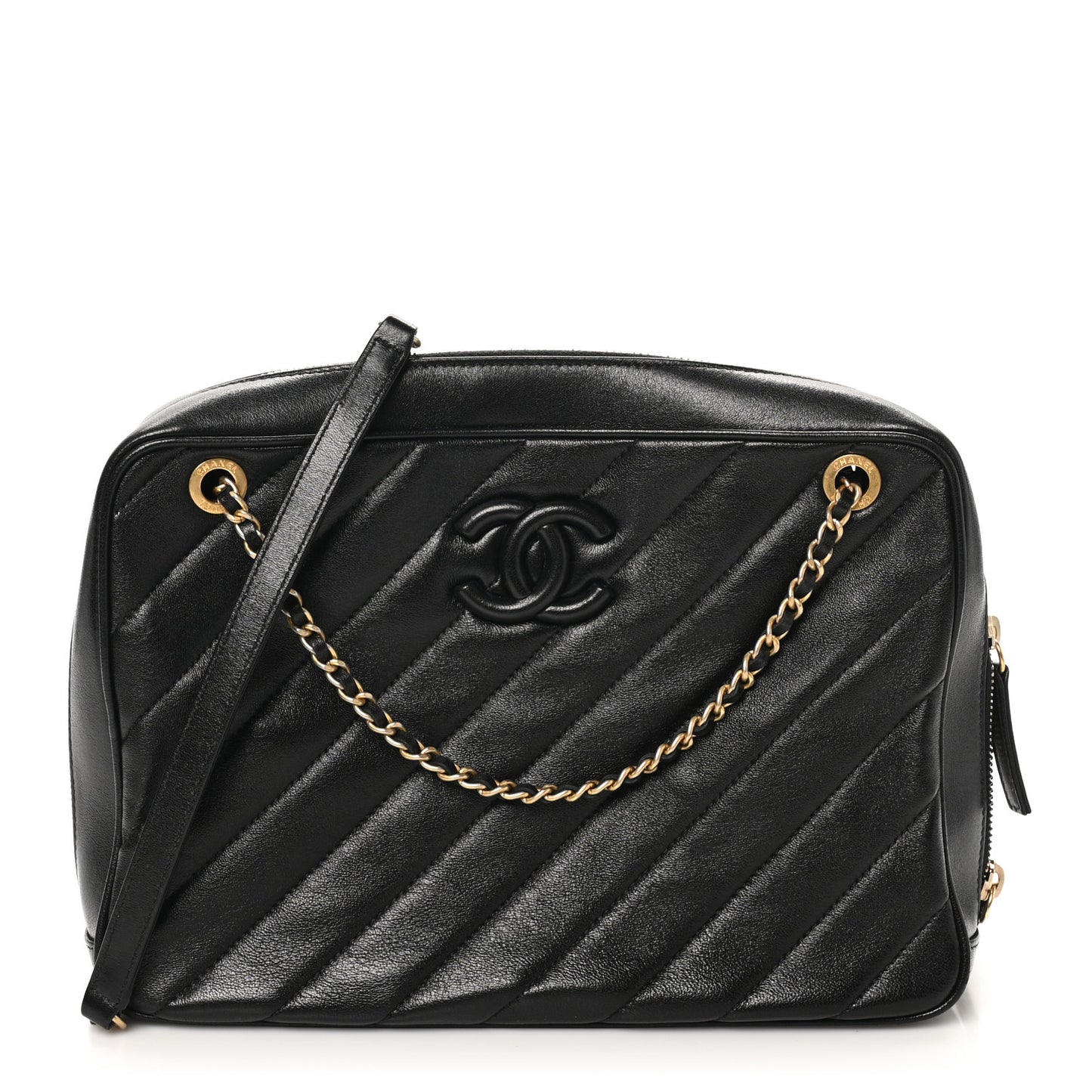 Lambskin Quilted Coco Vintage Camera Case Black
