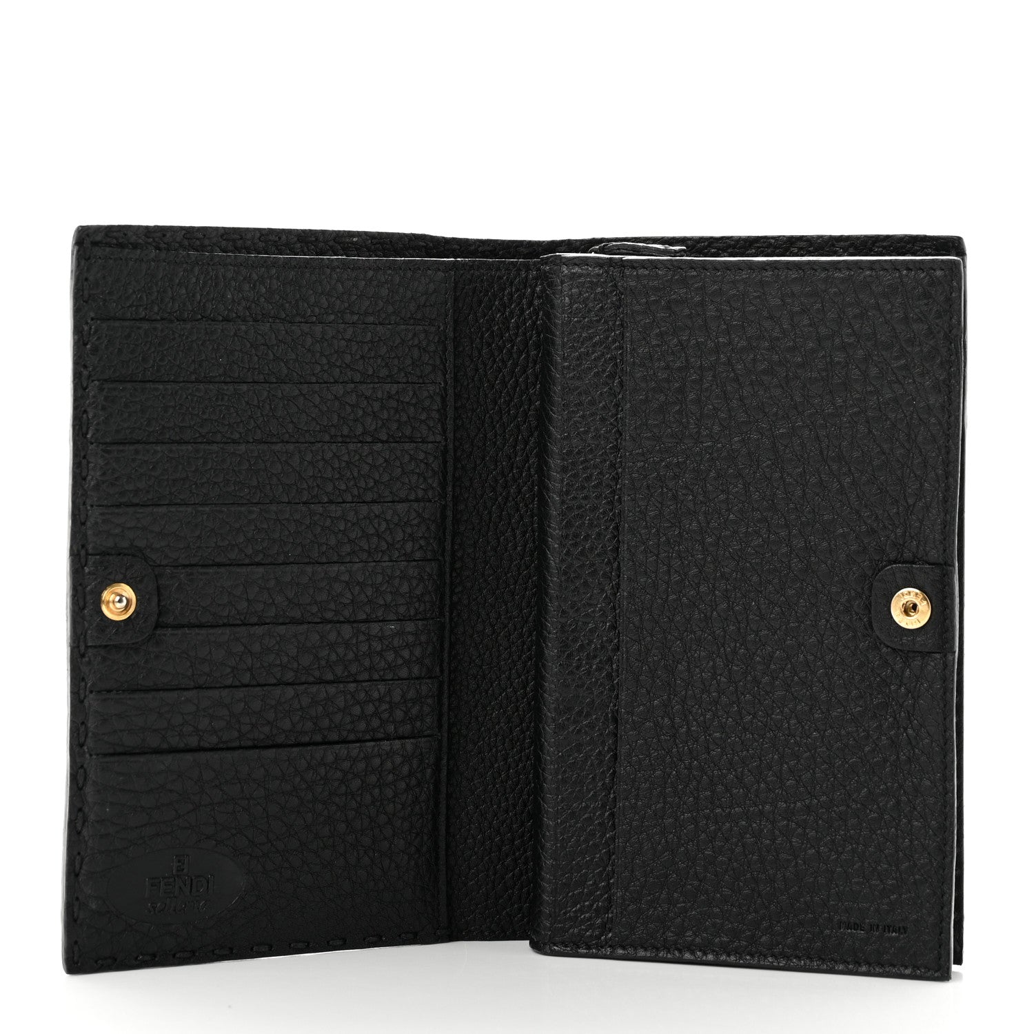 Fendi Cuoio Romano Selleria Compact Wallet Black 5 of 9