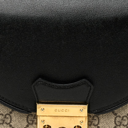 Gucci GG Supreme Monogram Calfskin Small Padlock Messenger Shoulder Bag Beige Black Cuir 9 of 17