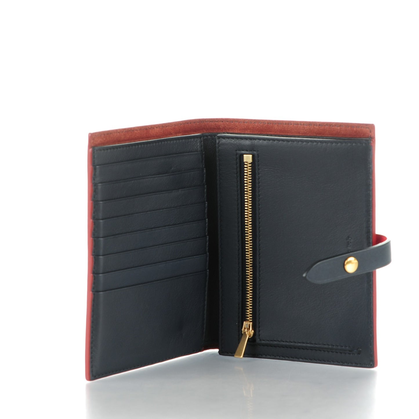 Grained Calfskin Large Multifunction Strap Wallet Coquelicot