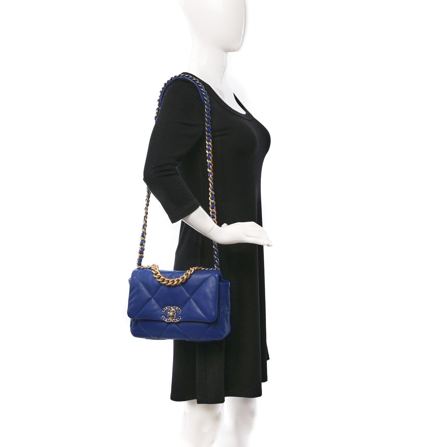 Chanel Lambskin Quilted Medium Chanel 19 Flap Blue 2 of 8
