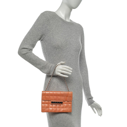 Chanel Patent Square Stitched Keyboard Flap Clutch Orange 2 of 7