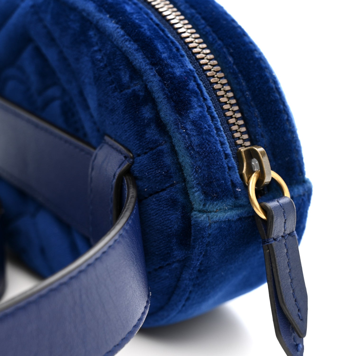 Gucci Velvet Matelasse GG Marmont Belt Bag 85 34 Cobalt Blue 14 of 15