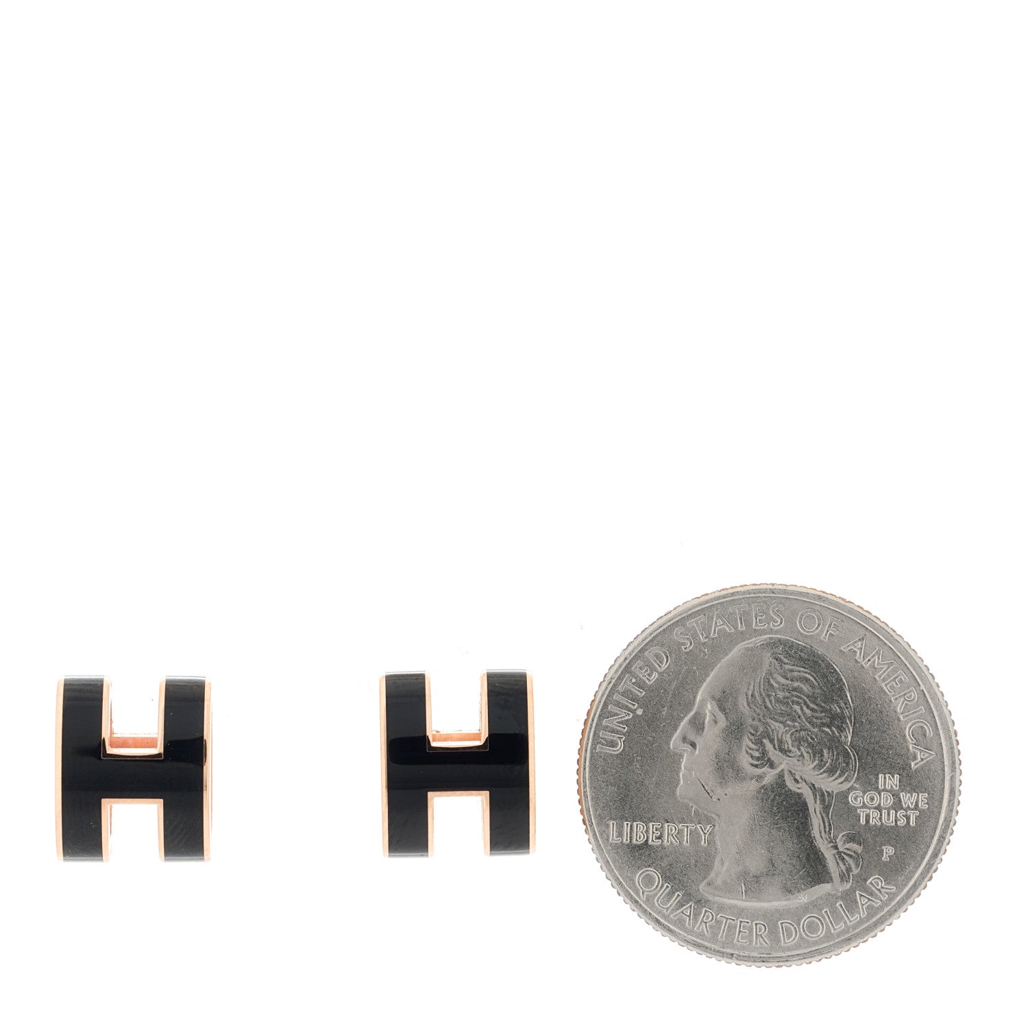 Hermes Rose Gold Lacquered Mini Pop H Earrings Black 2 of 5